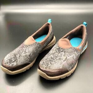 Ryka Brown Faux Snake Print Fabric Slip-On Sneakers, Women's Size 6.5M/EUR 37